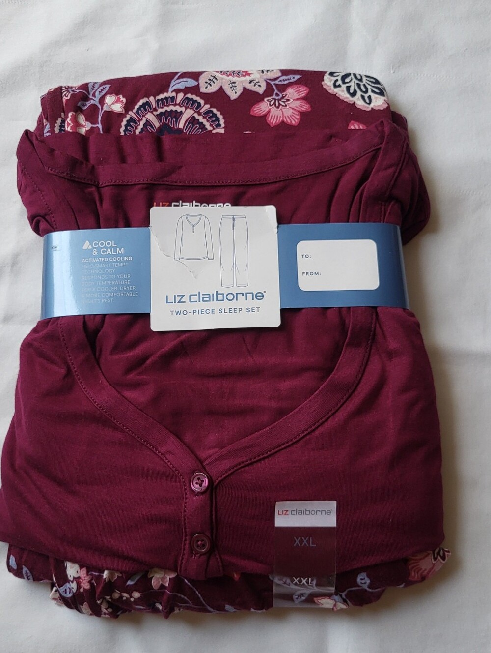 NWT Liz Claiborne Womens 2pc Long Sleeve Pajama Set "COOL & CALM" Plus Sz XXL - Picture 2 of 5
